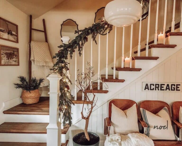Cozy Holiday Stairway Décor With Pillar Candles