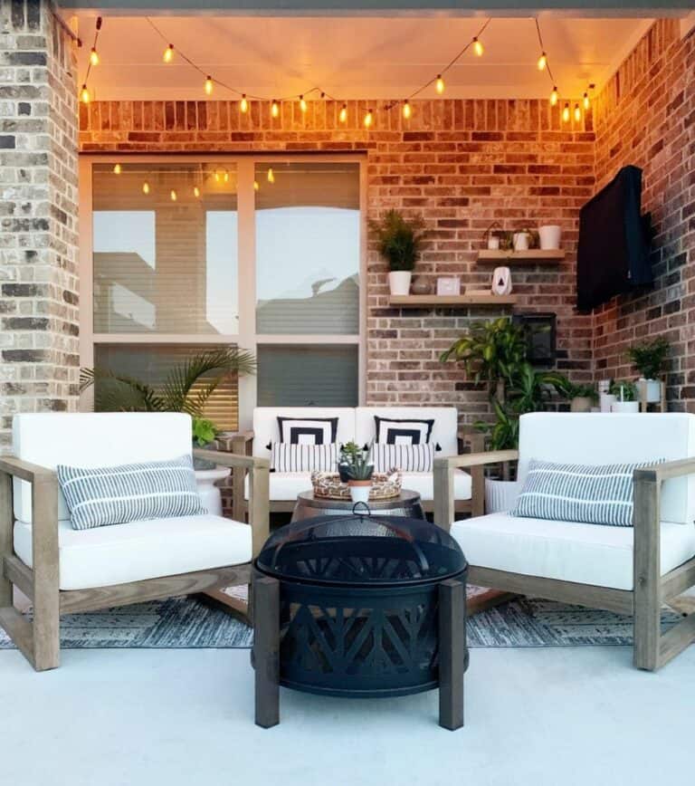 Cozy Outdoor Space With Brick Wall