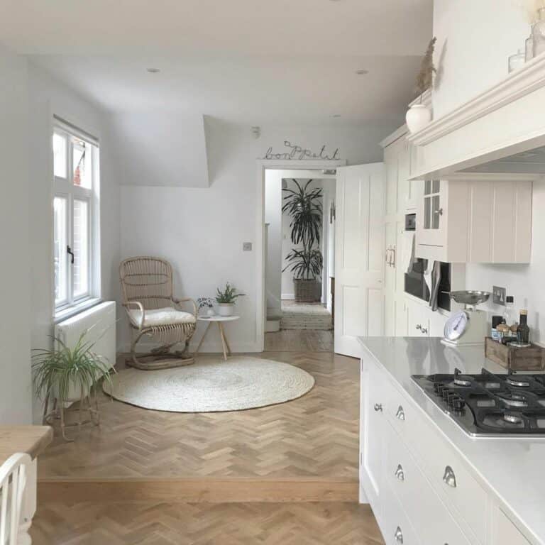 Cream and Wood Kitchen With Plants