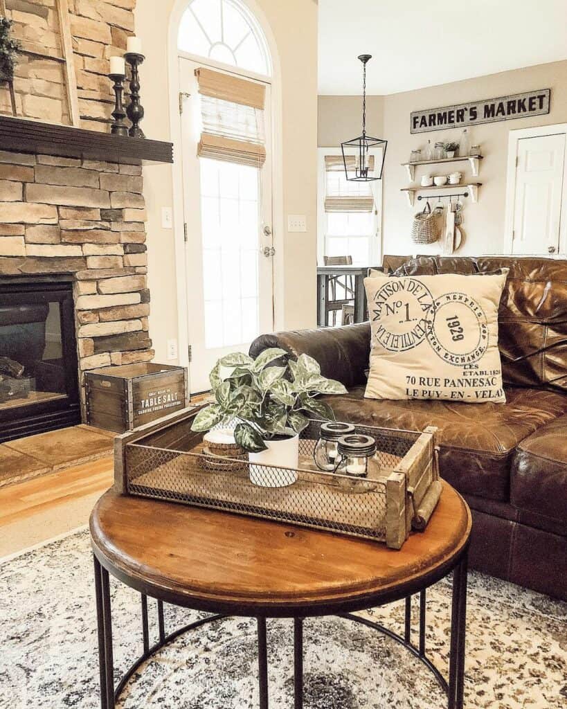 Dark Brown Couch for Rustic Living Room Ideas