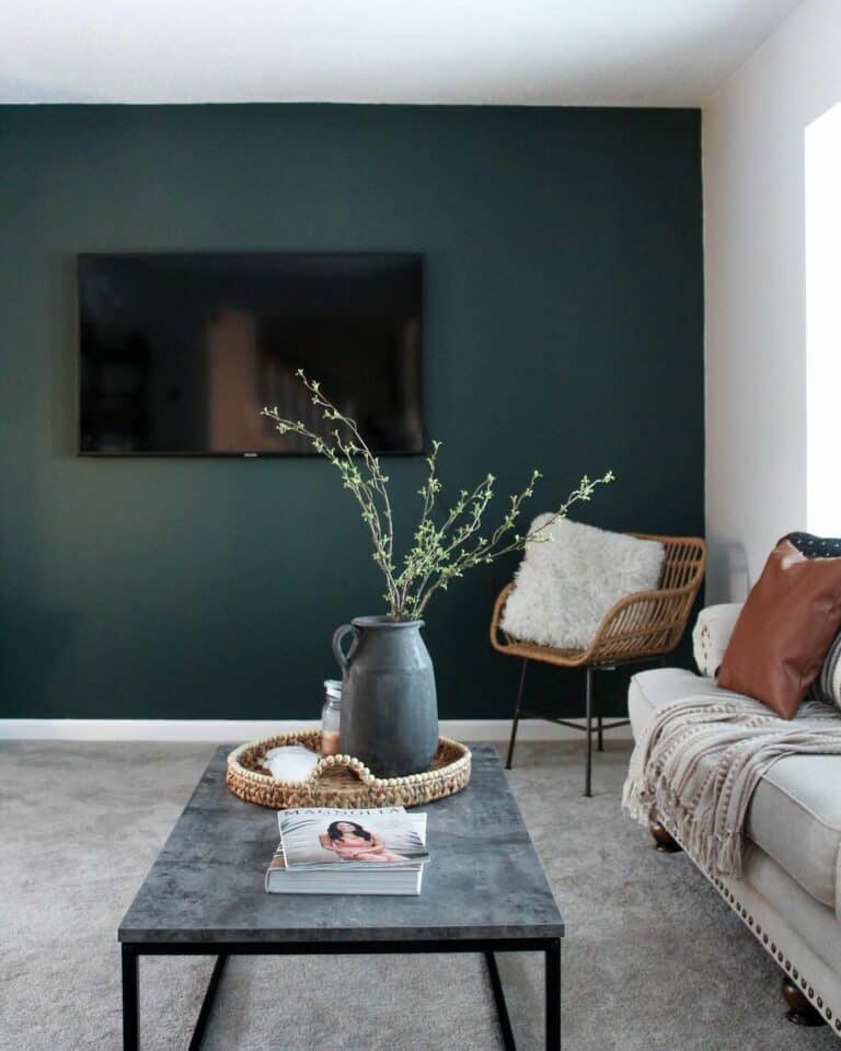 Gray and dark deals green living room