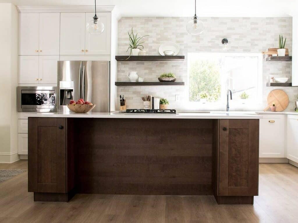 Dark Stained Wood Floating Shelves