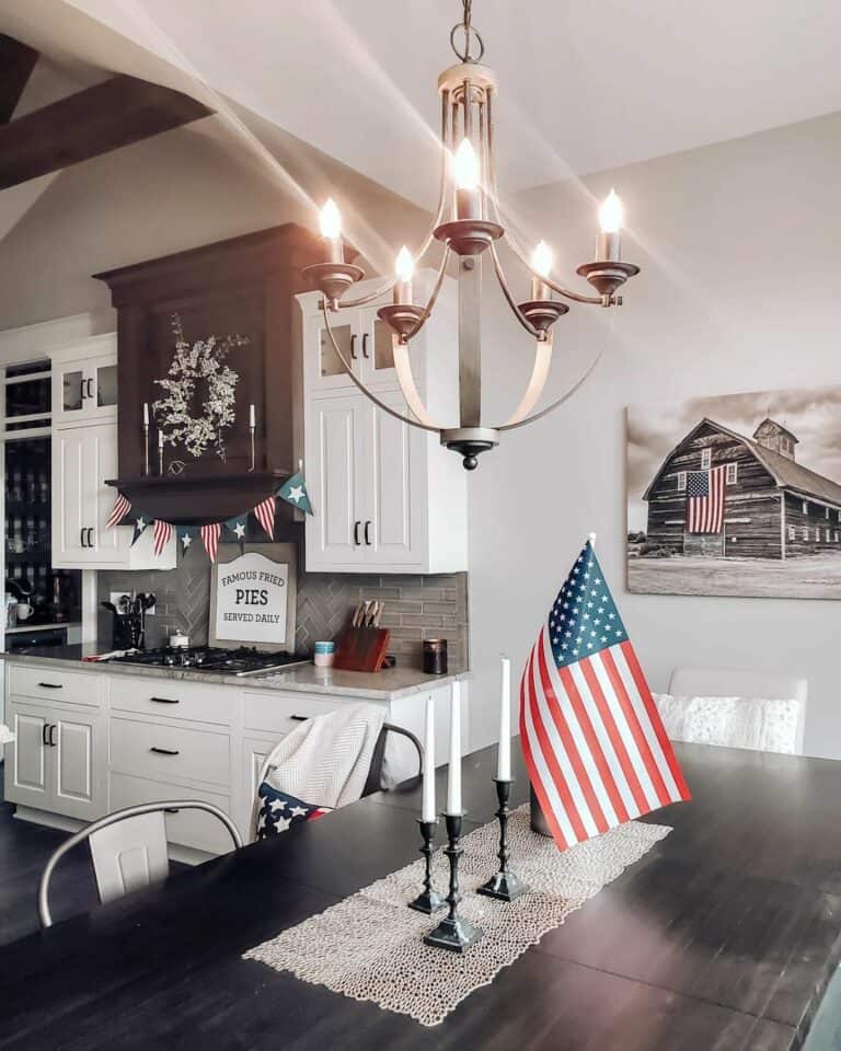 Dark Wood Dining Table With July 4th Décor