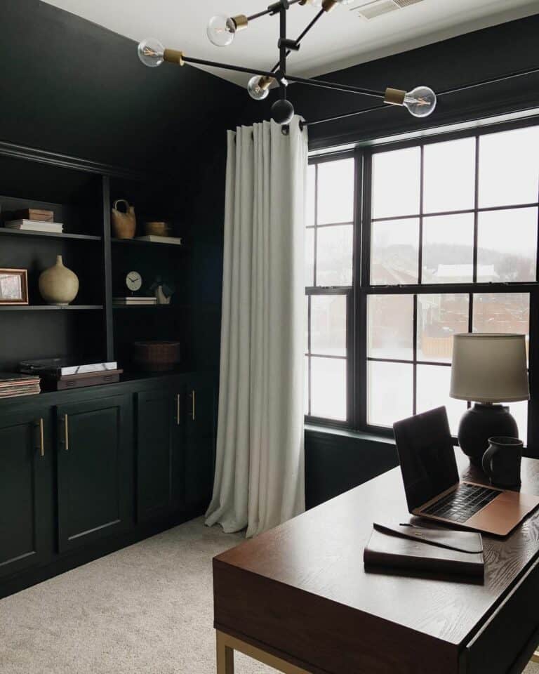 Dark-toned Modern Farmhouse Office Design