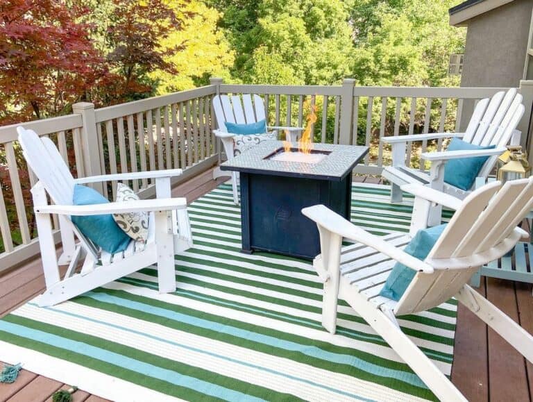 Deck With White Fire Pit Chairs Ideas