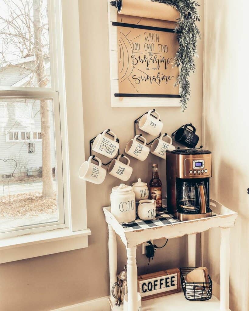 Decorated Butcher Paper Above a Coffee Maker