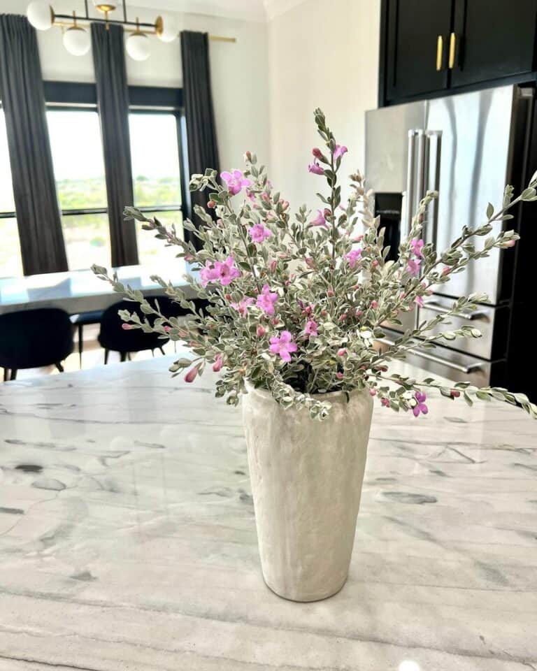 Delicate Bouquet in a Dramatic Kitchen