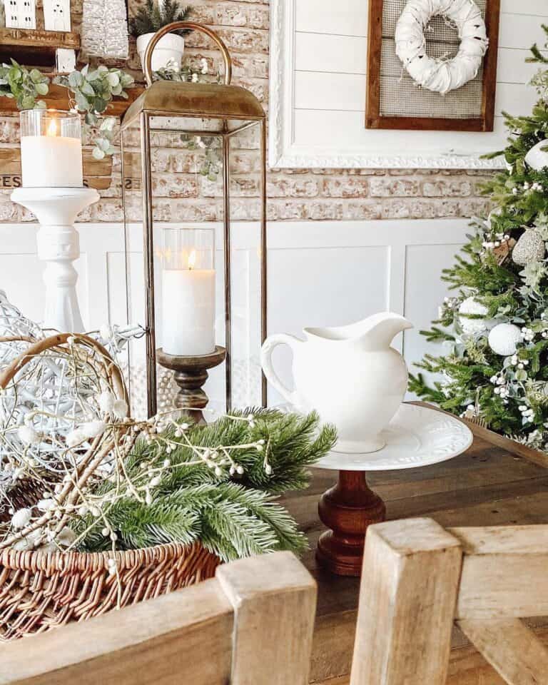 Dining Area With Christmas-inspired Table Centerpiece
