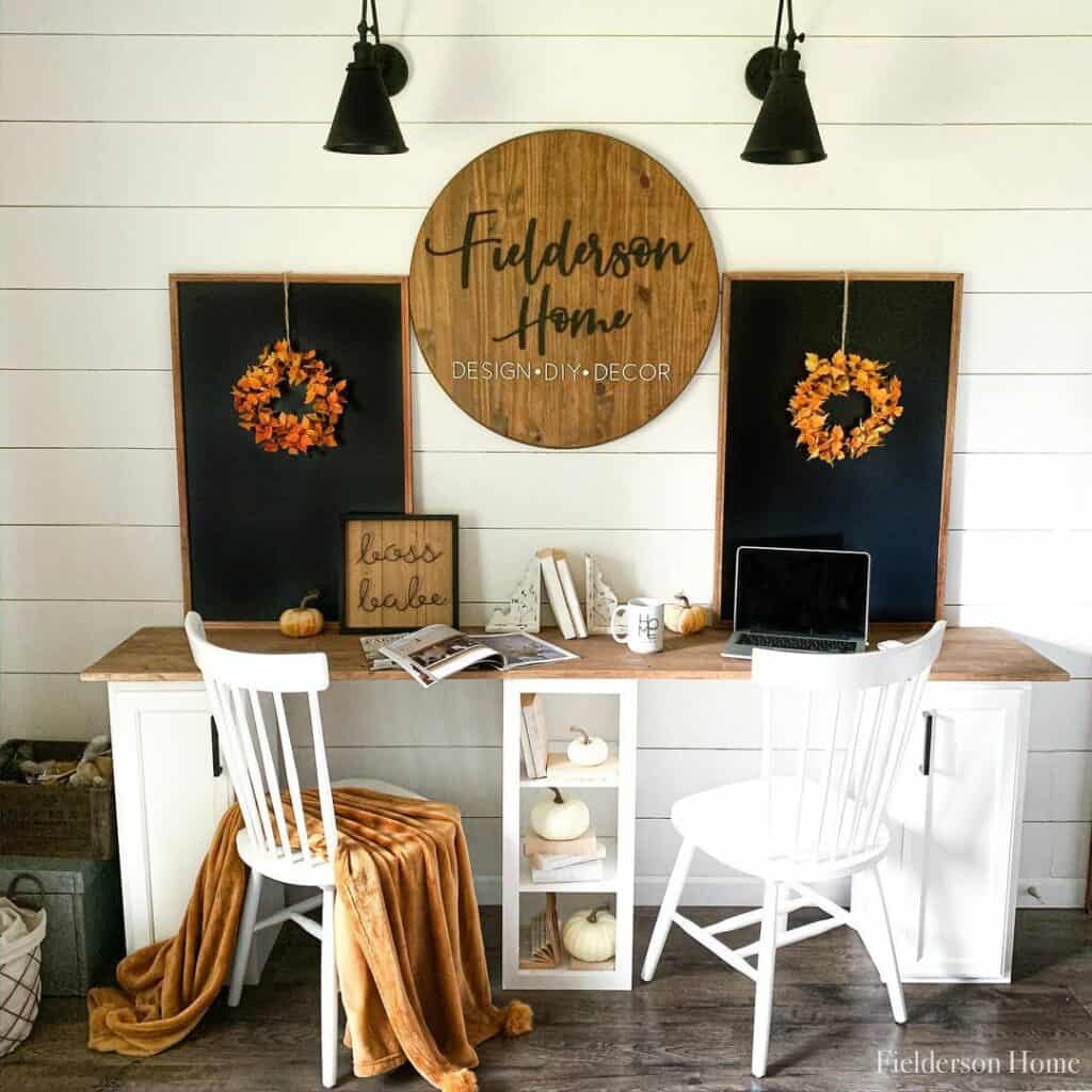 Double Fall Wreath Chalkboard Display