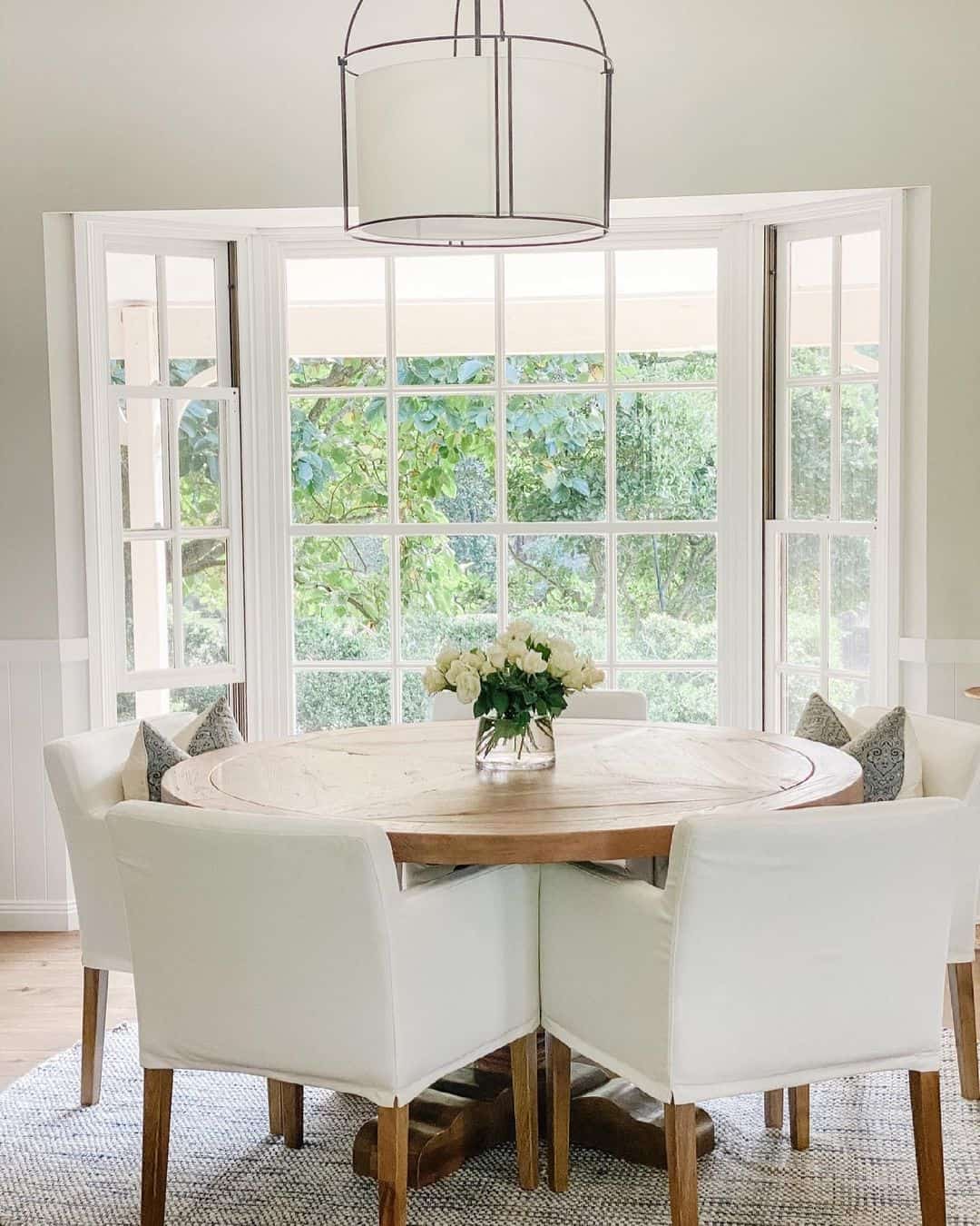 Dreamy Dining Room Bay Window With White Window Grids Soul & Lane