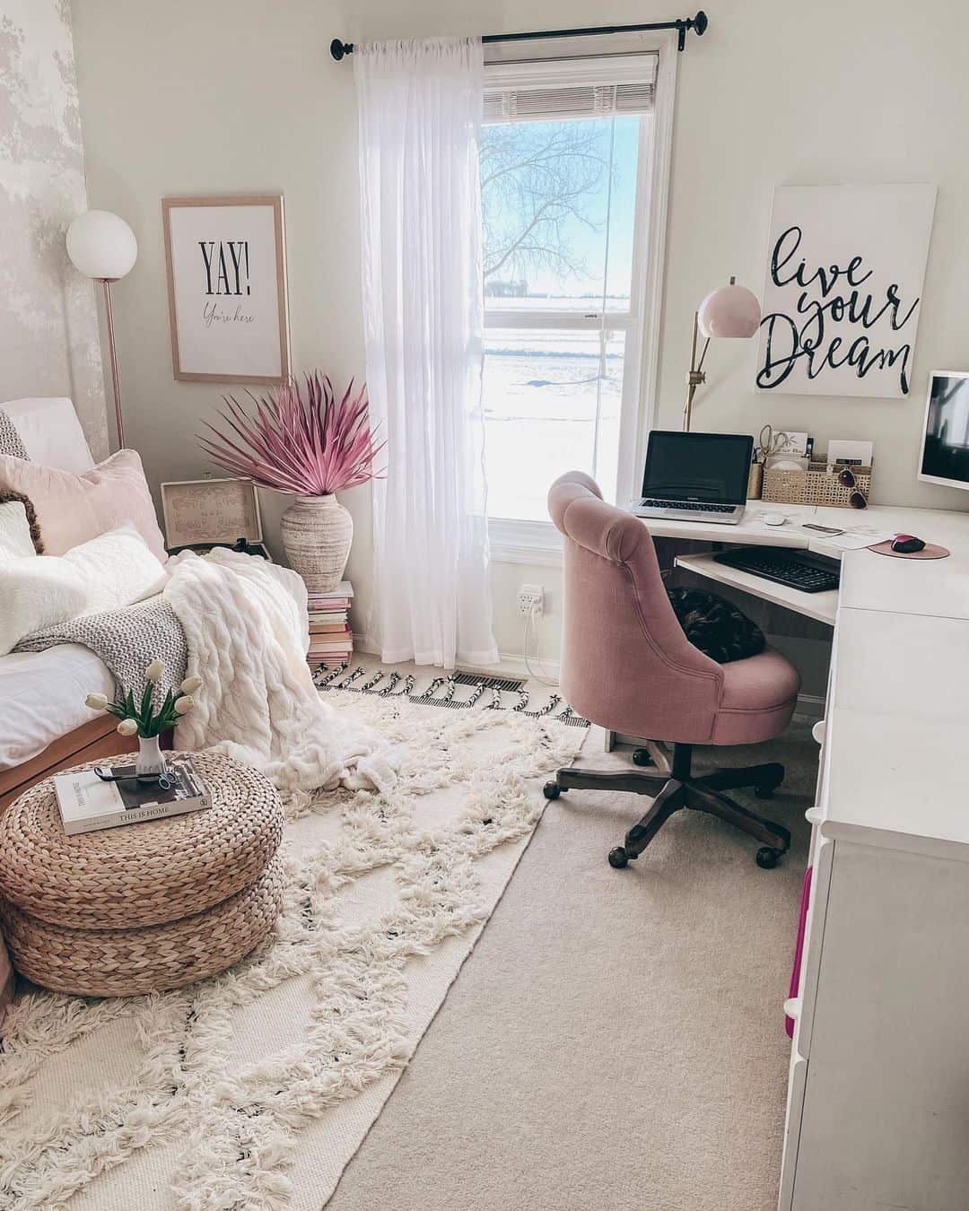 Dreamy Pink Office Design - Soul & Lane