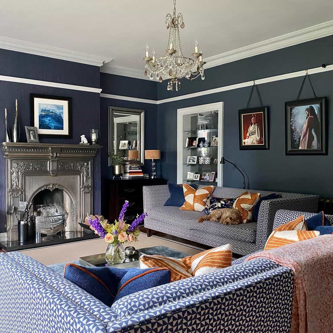 Eccentric Living Room With Metal Fireplace Soul & Lane