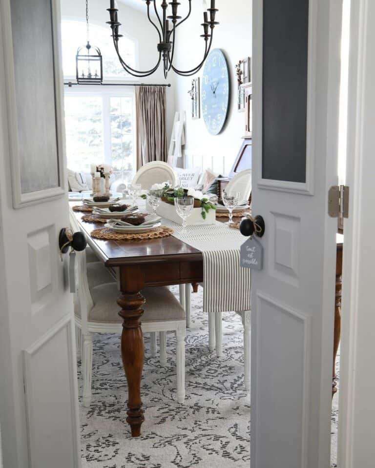 Elegant Dining Room With Double Doors