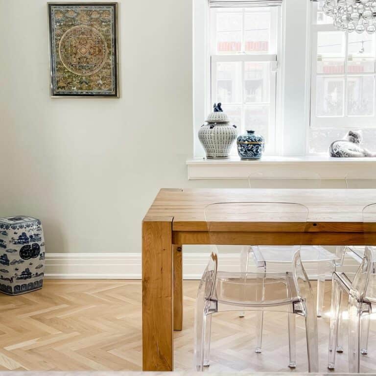 Elegant Natural Oak Herringbone Wood Floor