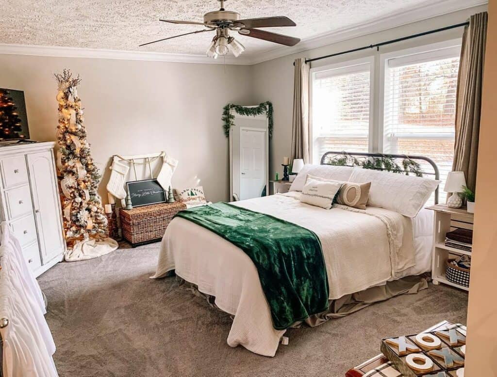 Emerald Green Blanket and Metal Bed Frame Soul & Lane