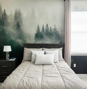 Evergreen Tree Wallpaper Inspiration for a Woodsy Bedroom