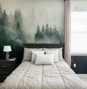 Evergreen Tree Wallpaper Inspiration for a Woodsy Bedroom