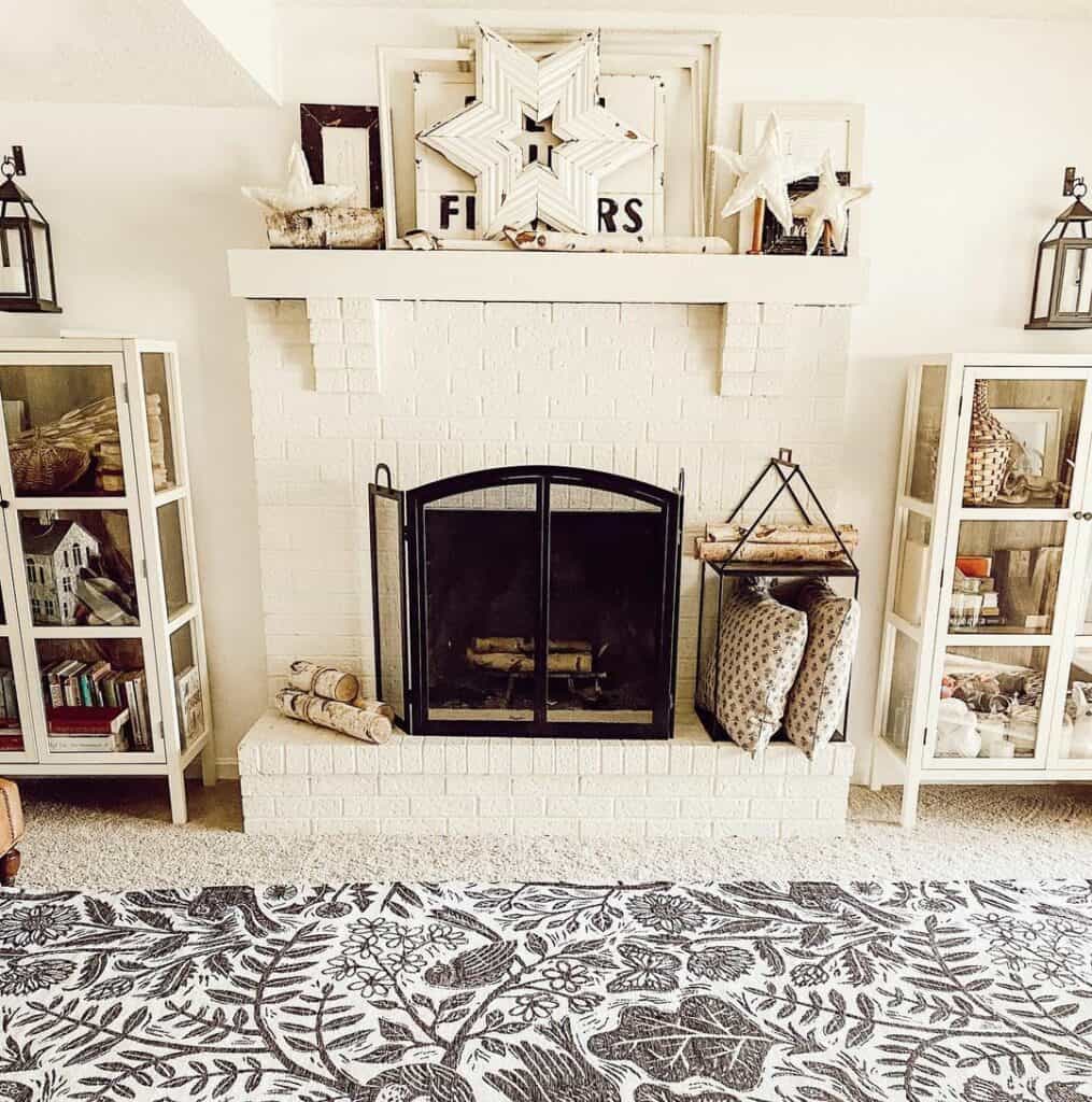 Exquisite Beige-tiled Fireplace Decorations