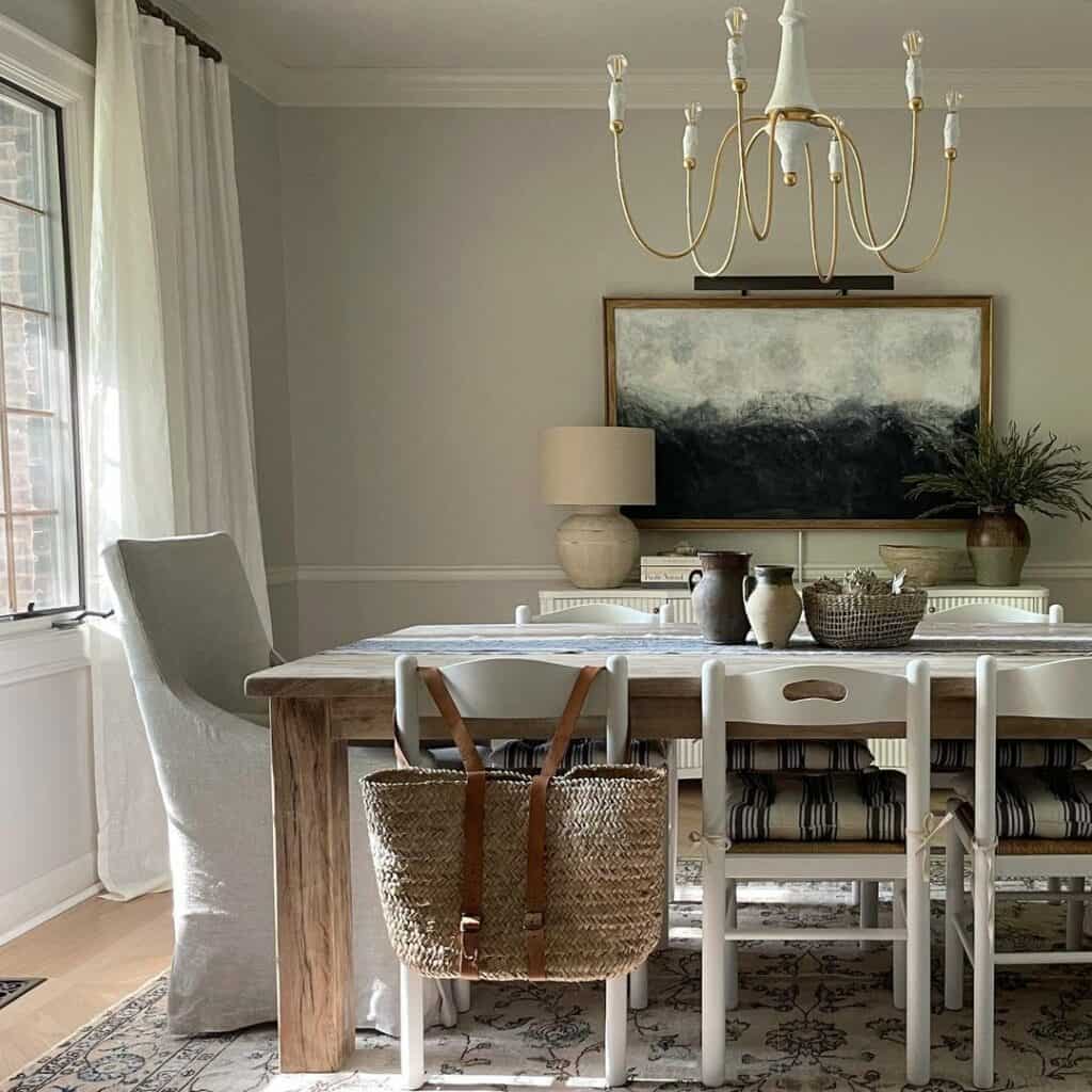 Exquisite Dining Room With Golden Accents