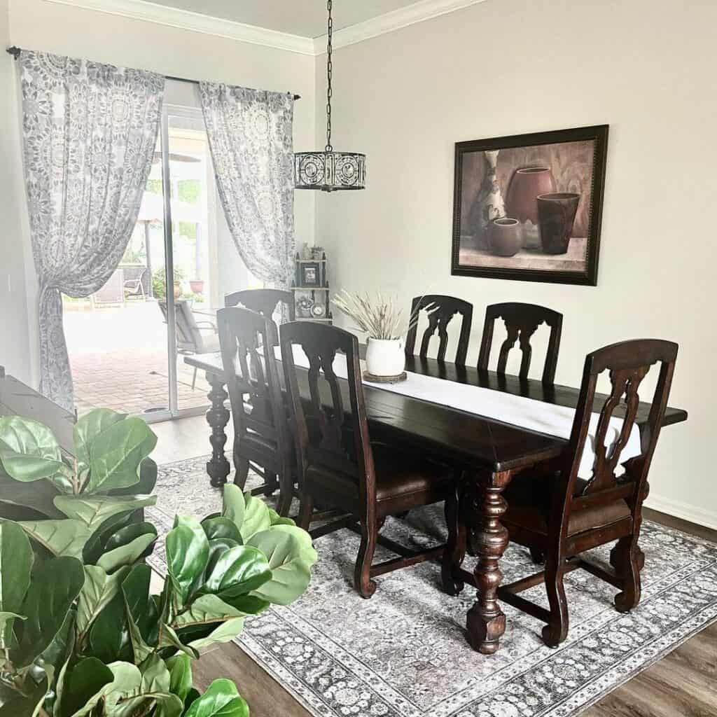 Faded Gray Persian Rug in Traditional Dining Room