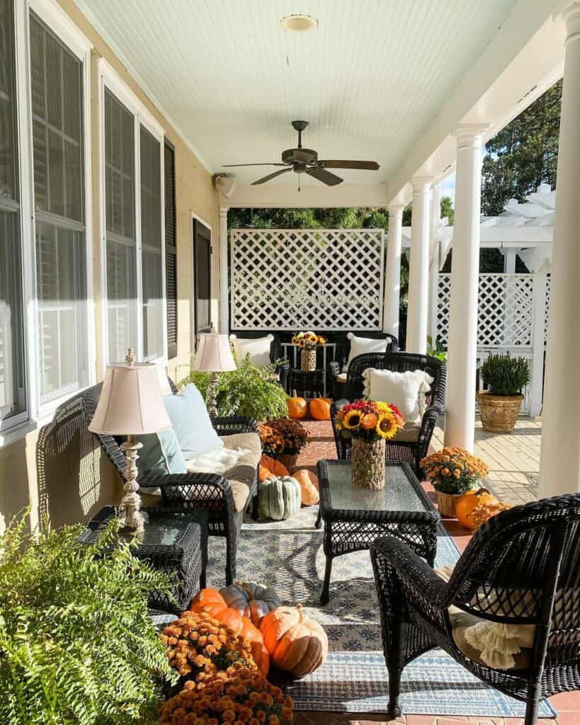 Fall Back Porch Ideas With Autumn Flowers