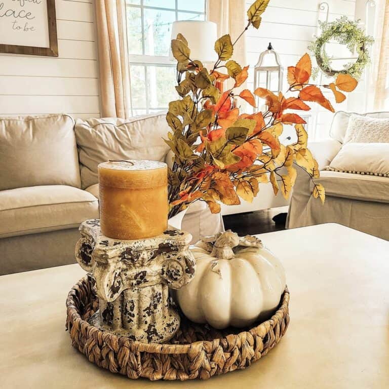 Fall Family Room With Yellow and Orange Accents