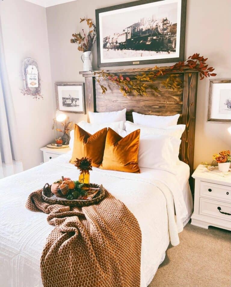 Fall Inspired Décor With Wooden Headboard
