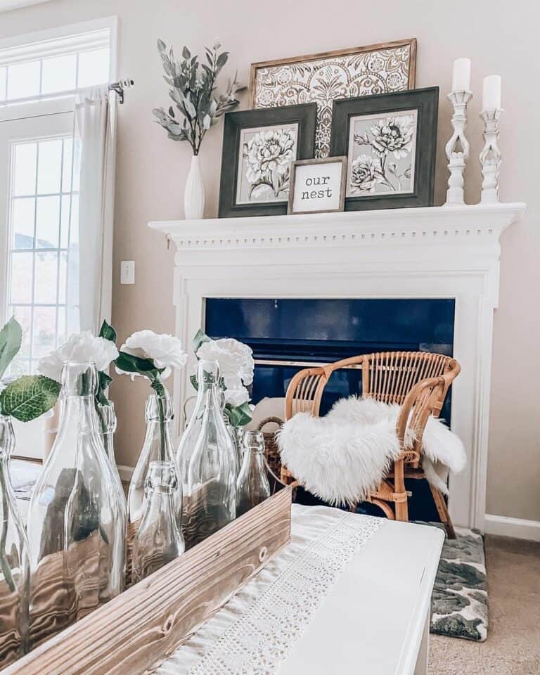 Family Room With a Black-and-White Fireplace