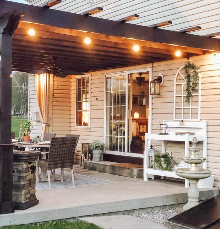 Farmhouse Back Porch Ideas With Concrete Foundation