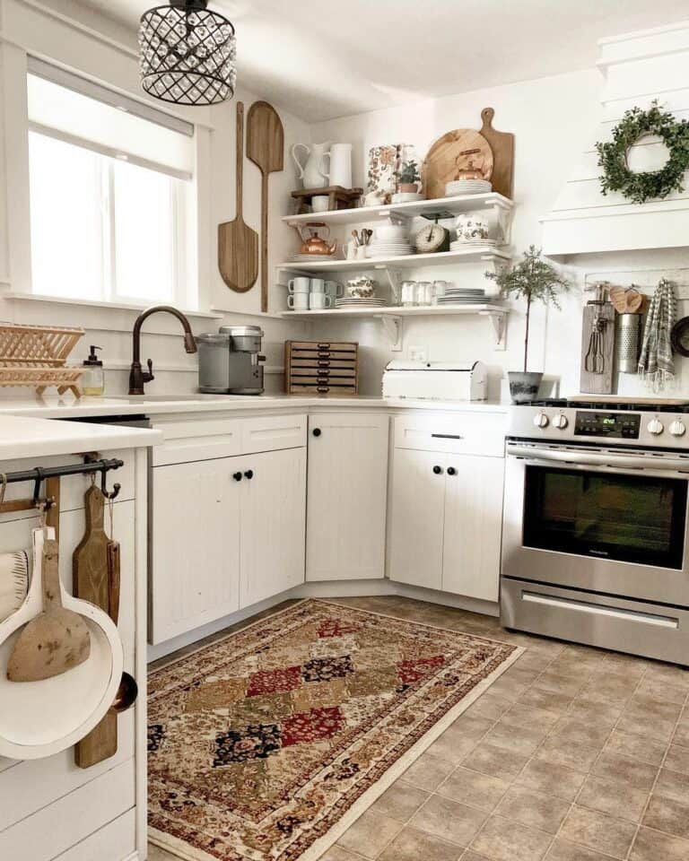 Farmhouse Kitchen With Open Shelving Idea