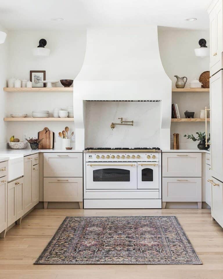 Farmhouse Kitchen With White and Wood Accents