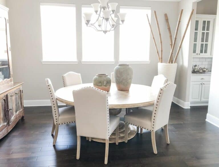 Farmhouse Lighting in Neutral Dining Room