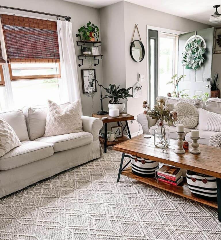 Farmhouse Living Room Ideas With Grey Walls