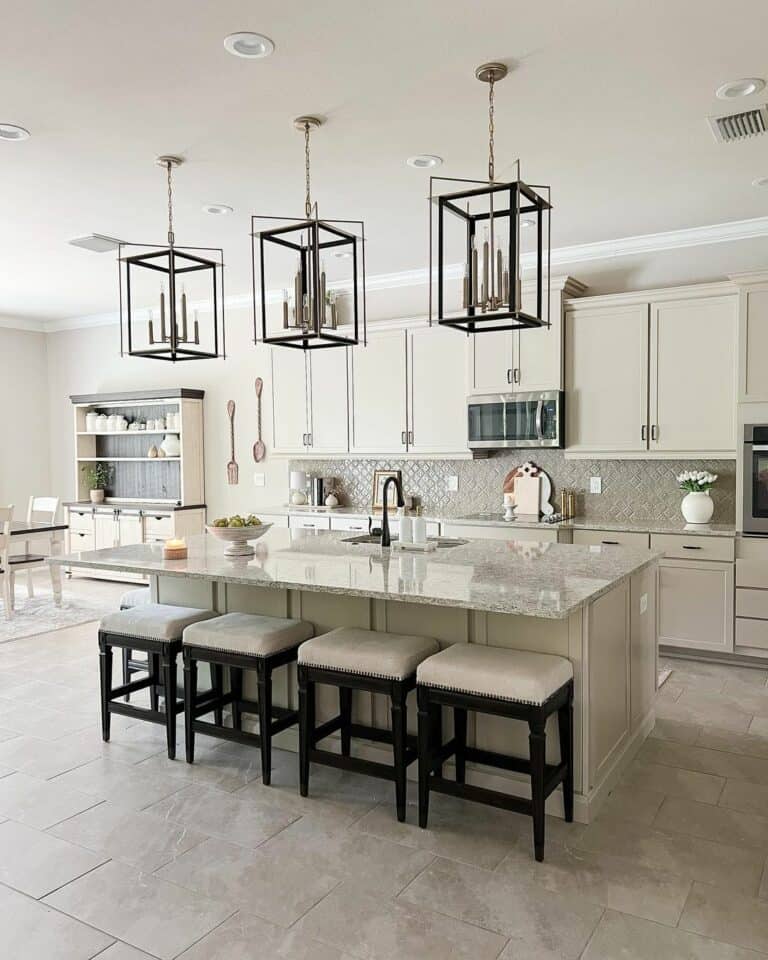 Farmhouse Marble Kitchen Island Table