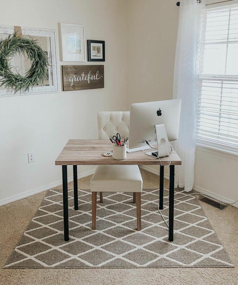 Farmhouse Modern Home Office With Tan Color Scheme