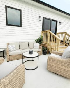 Farmhouse Outdoor Patio Ideas With Wicker Furniture