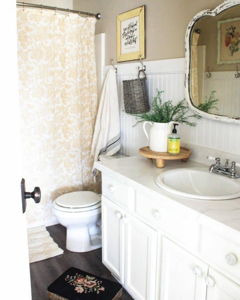 Farmhouse Wainscoting Bathroom With Rustic Accents