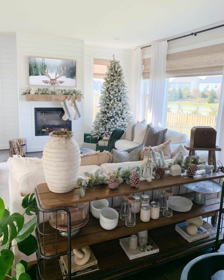 Farmhouse-inspired Living Room Decked Out for Christmas