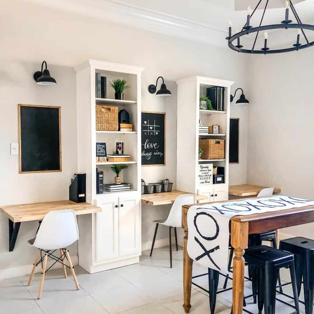 Farmhouse-style Office With Wall-mounted Desks