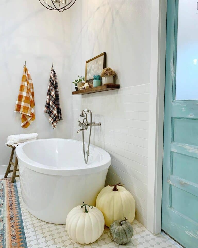 Farmhouse-styled Bathroom With Fall Decorations