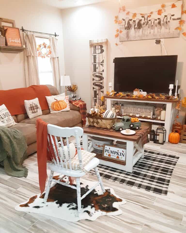 Festive Fall Farmhouse Living Room