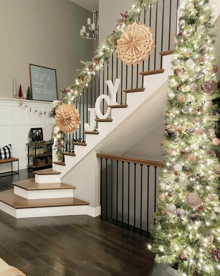 Festive Farmhouse Staircase Decorations