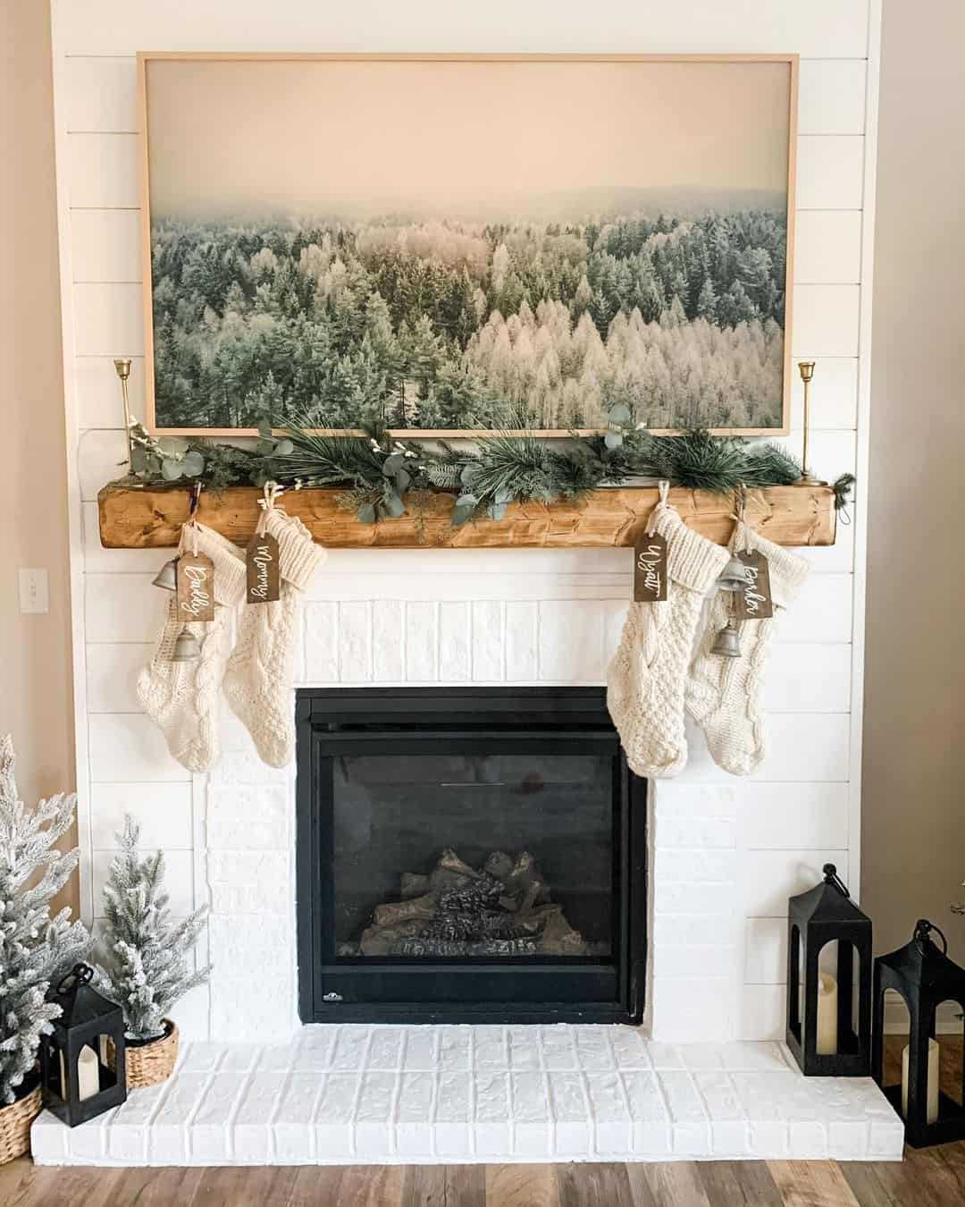 Festive Fireplace With Wooden Mantelpiece Soul & Lane