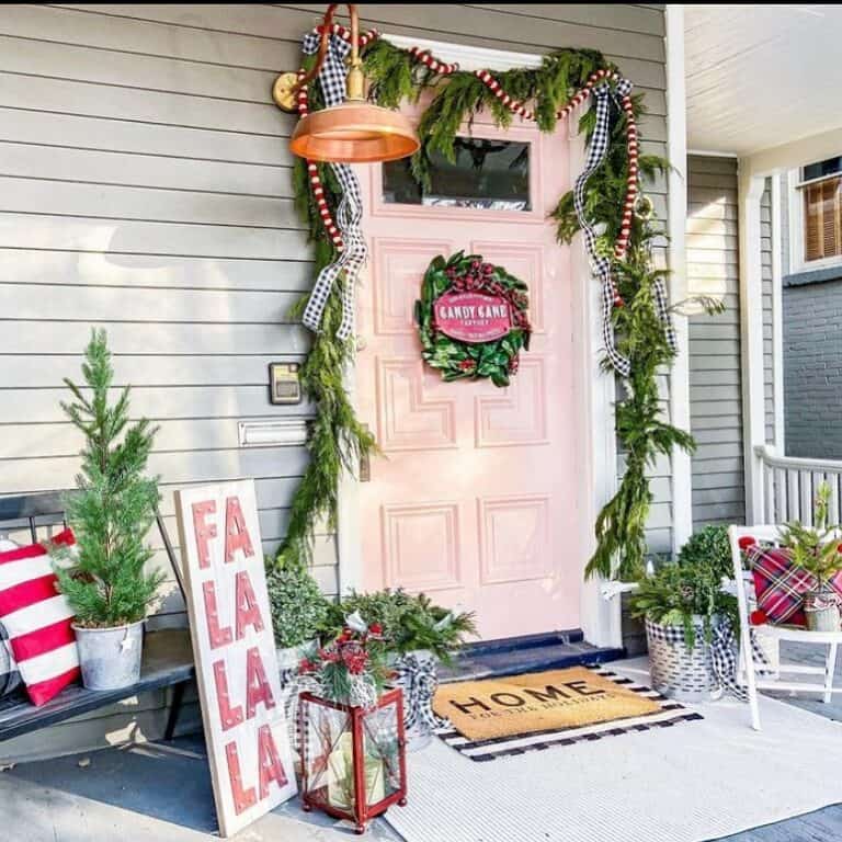 Festive Front Porch With Pastel Pink Hues