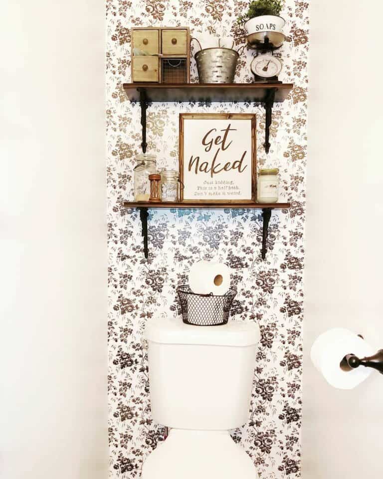 Floral Black and White Bathroom Wallpaper