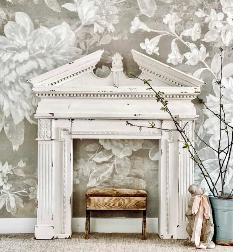 Floral Cottagecore Wallpaper and Mantel