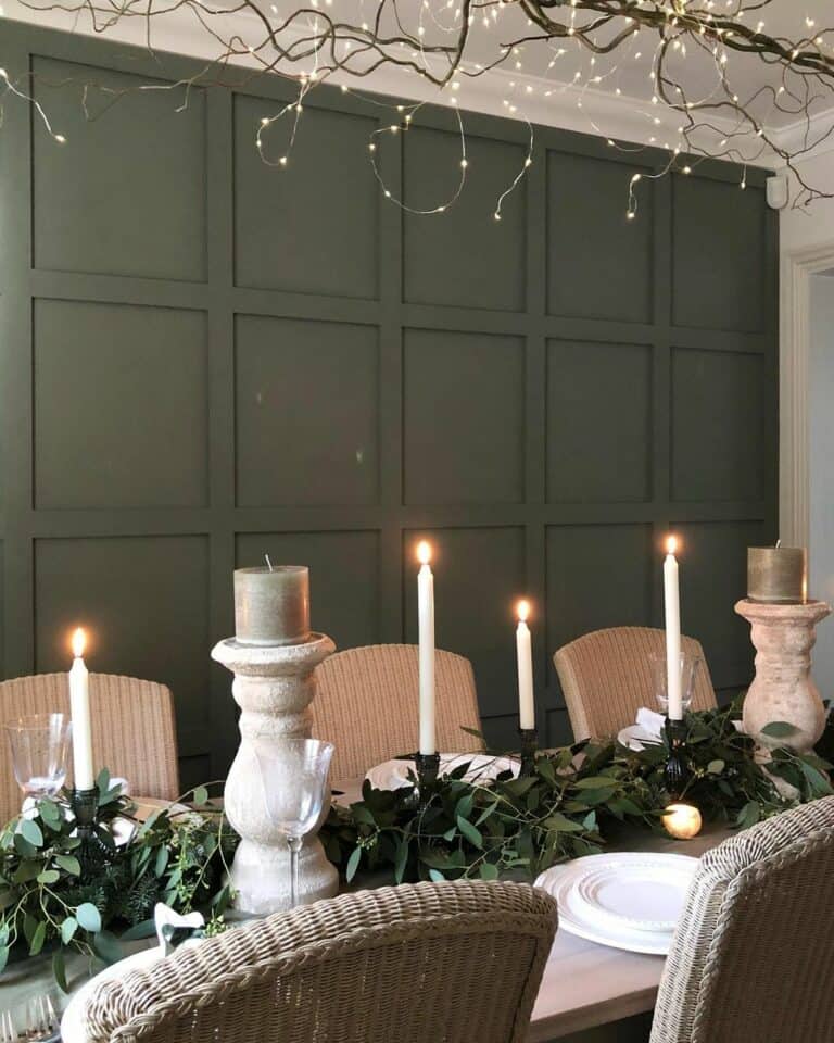 Forest Green Board and Batten Dining Room Wall