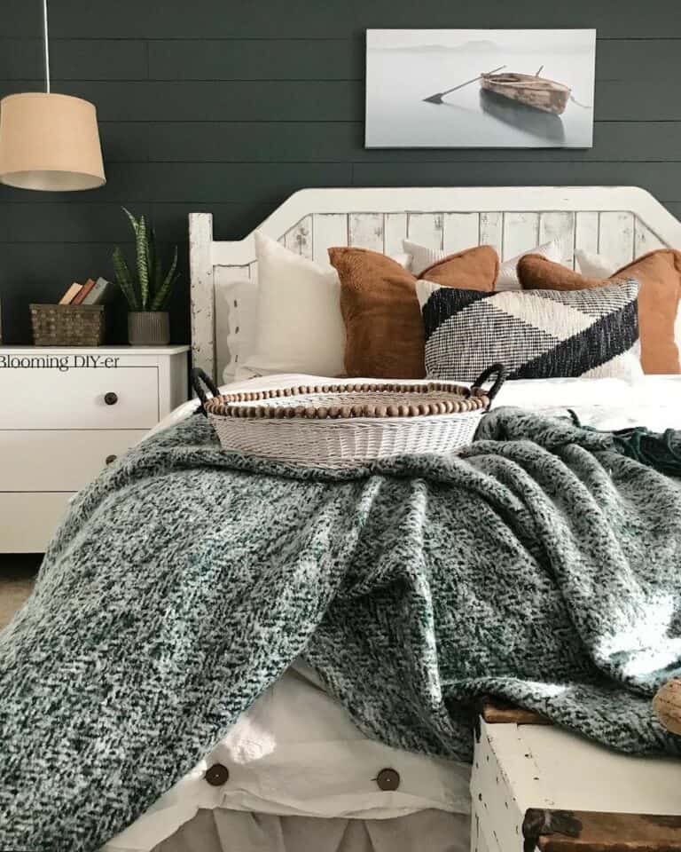 Forest Green Shiplap Bedroom Wall