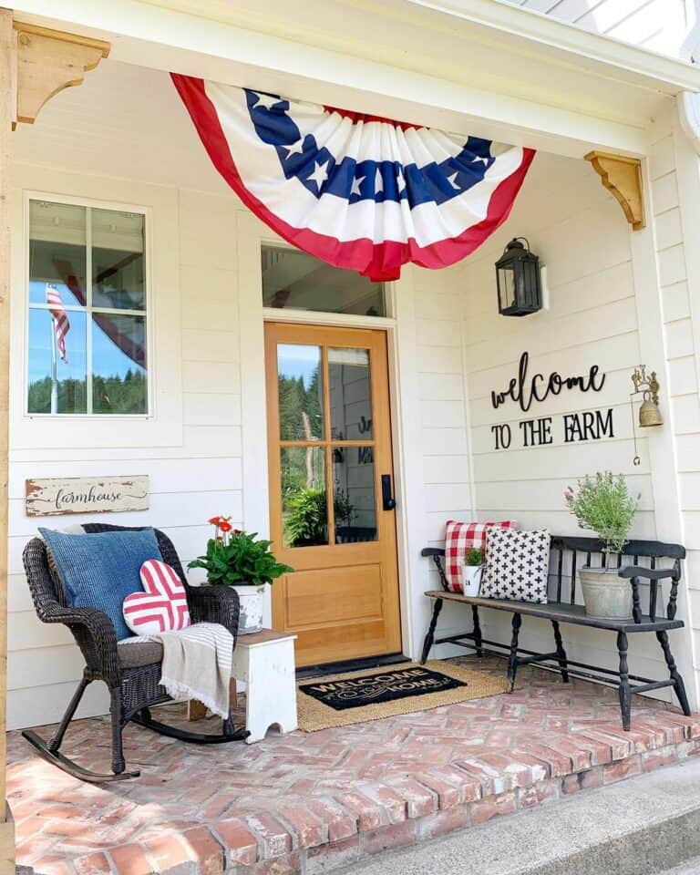 Front Porch Adorned With July 4th Decorations