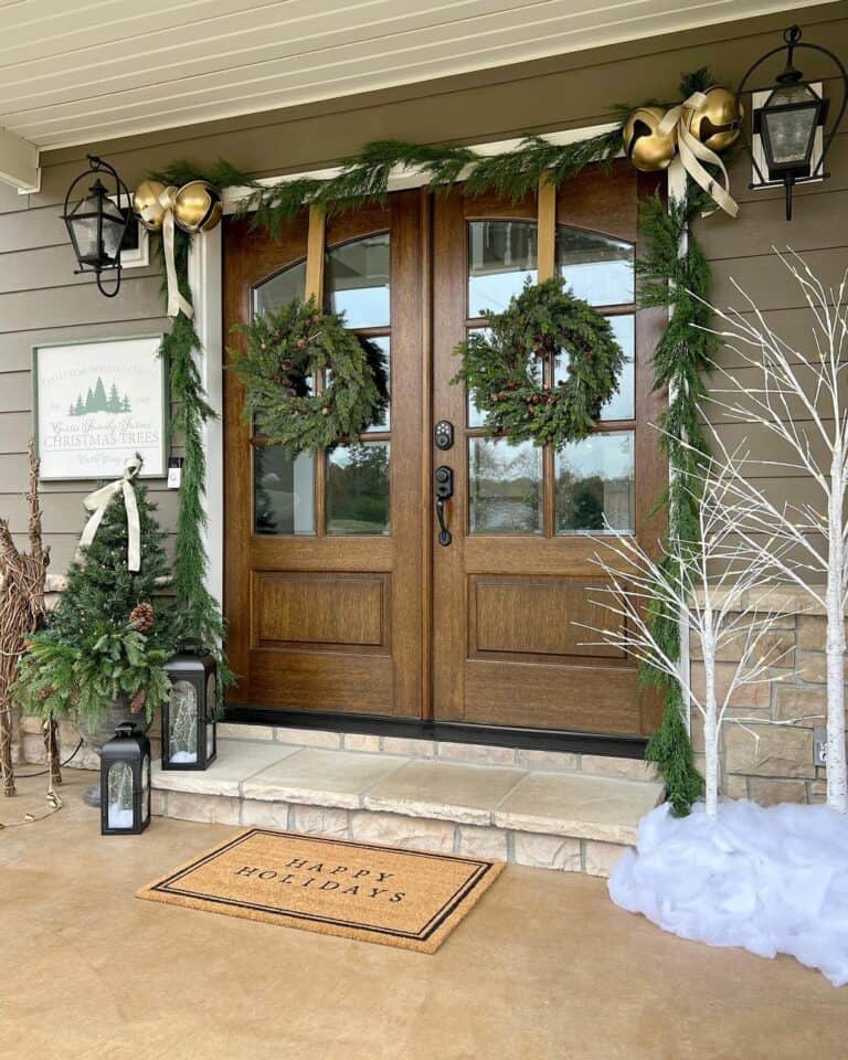 Front Porch Decked Out for Christmas